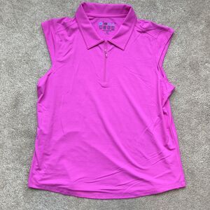 IBKUL Shirt Womens XL Pink 1/4 Zip Sleeveless UPF 50+ Golf Sun Protection Mesh